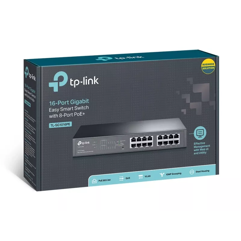 Managed switch TP-Link TL-SG1016PE 16-poorts Gigabit met 8-poorts PoE+