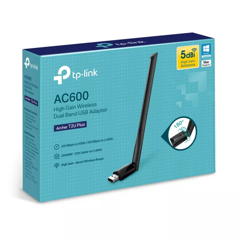 Draadloze USB wifi-adapter TP-Link AC600 High Gain ARCHER T2U PLUS
