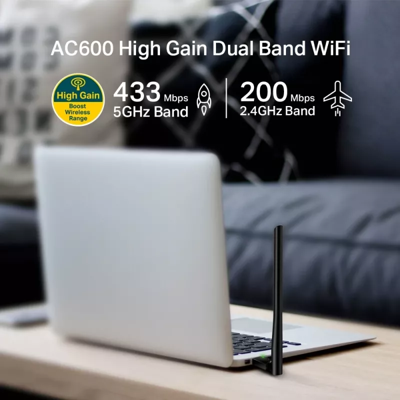 Draadloze USB wifi-adapter TP-Link AC600 High Gain ARCHER T2U PLUS