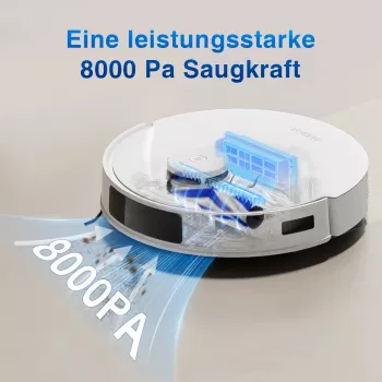 Robotstofzuiger Ecovacs DEEBOT N20 — LDS-navigatie, 8000 Pa, 5200 mAh, 300 min looptijd, OZMO dweilen, 0,4 L stofbak, wit