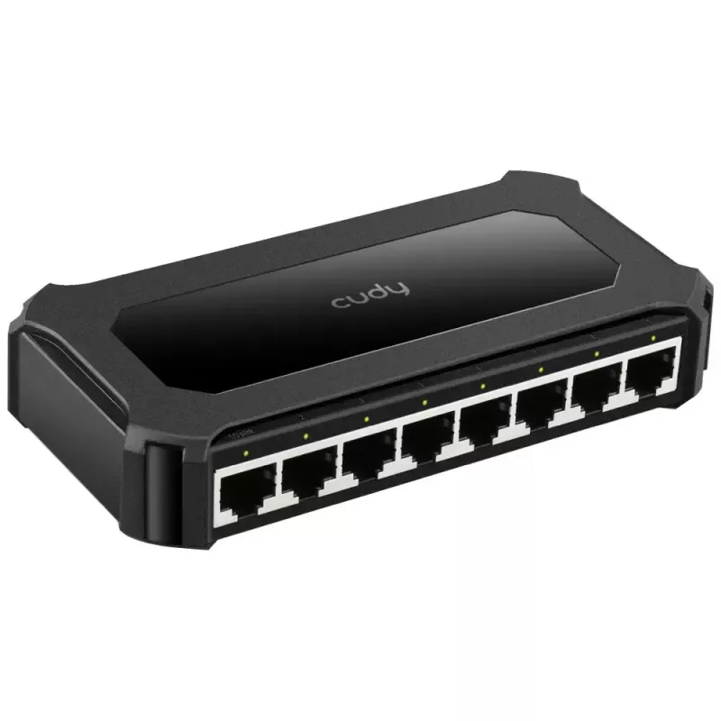 Netwerkswitch Cudy GS108D 8-poorts Gigabit Ethernet (10/100/1000), 16 Gbit/s switching, DC 5V, desktop, zwart