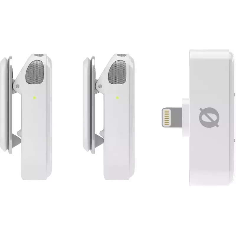 Draadloos microfoonsysteem Rode Wireless Micro Lightning – omnidirectioneel, 48 kHz/24-bit, 7 u accu, 100 m bereik, wit