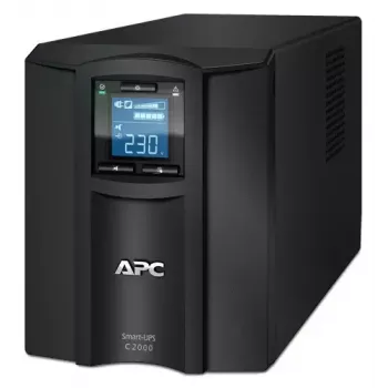 APC Smart-UPS C, Line Interactive, 2000VA, Tower, 230V, 6x IEC C13+1x IEC C19 uitgangen, USB- en seriële communicatie, AVR, grafische LCD