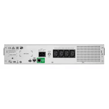 APC Smart-UPS C, Line Interactive, 1000VA, Rackmount 2U, 230V, 4x IEC C13 uitgangen, SmartConnect-poort, USB- en seriële communicatie, AVR, grafische LCD