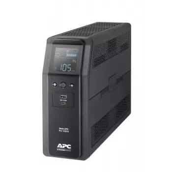 APC Back-UPS Pro, 1200VA/720W, Tower, 230V, 8x IEC C13 stopcontacten, sinusgolf, AVR, USB Type A + C aansluitingen, LCD, door gebruiker vervangbare accu