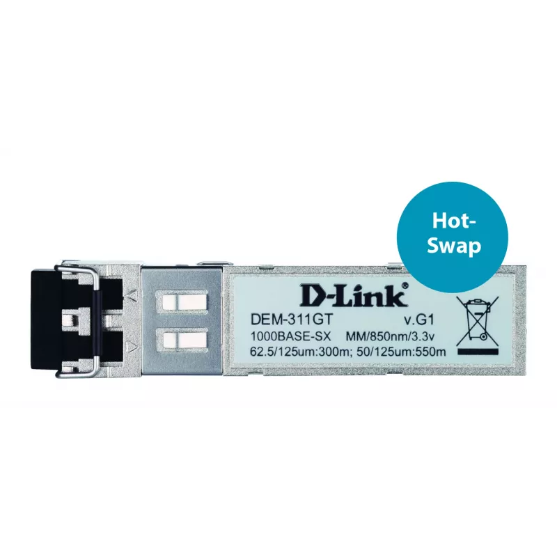 D-Link 1-poorts mini-GBIC SFP naar 1000BaseSX, 550 m voor alle