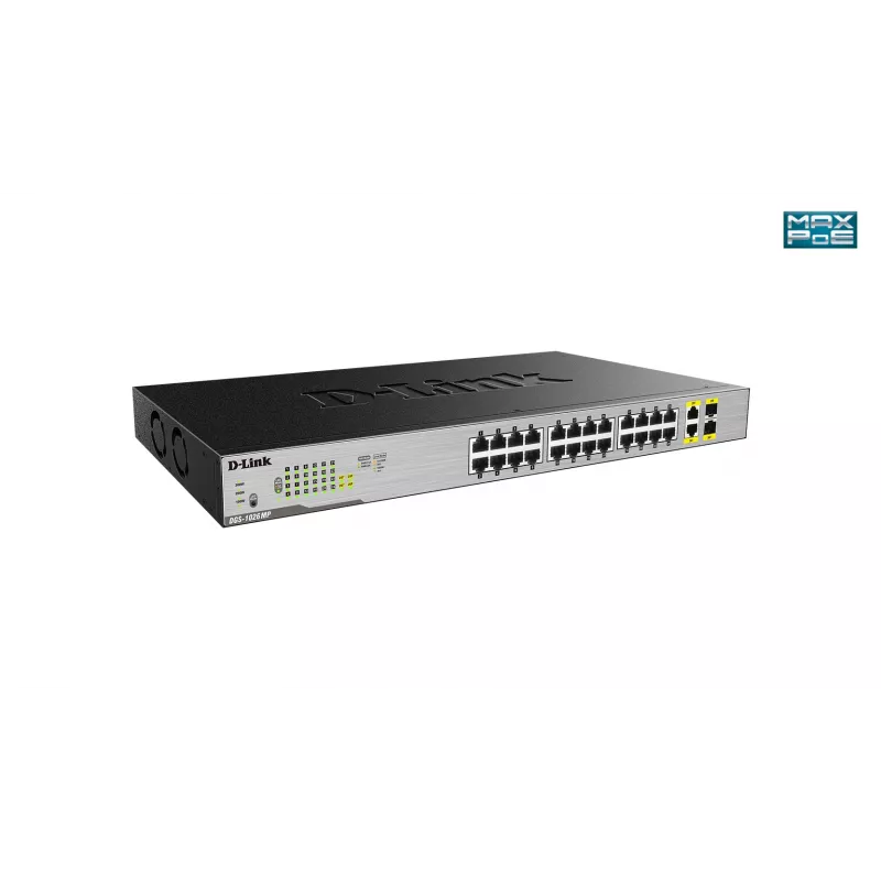 D-Link 24-poorts desktop Gigabit unmanaged PoE-switch met 2 x 100/1000Mbps combo-poorten