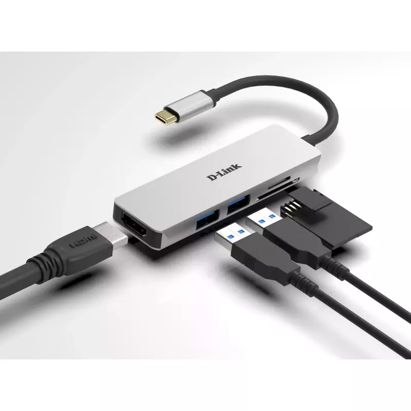D-Link 5-in-1 USB-C-hub met HDMI en SD/microSD-kaartlezer