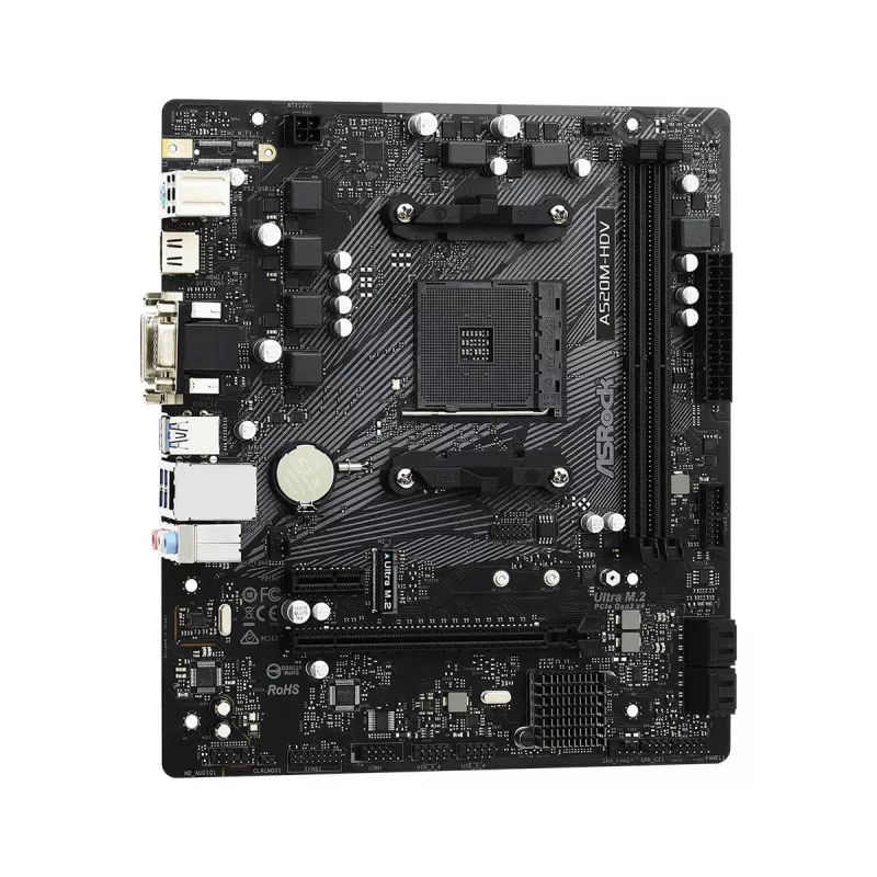 ASRock moederbord A520M-HDV AM4 AMD A520 2 x DDR4 USB 3.2 SATA 3 7.1ch HD audio mATX