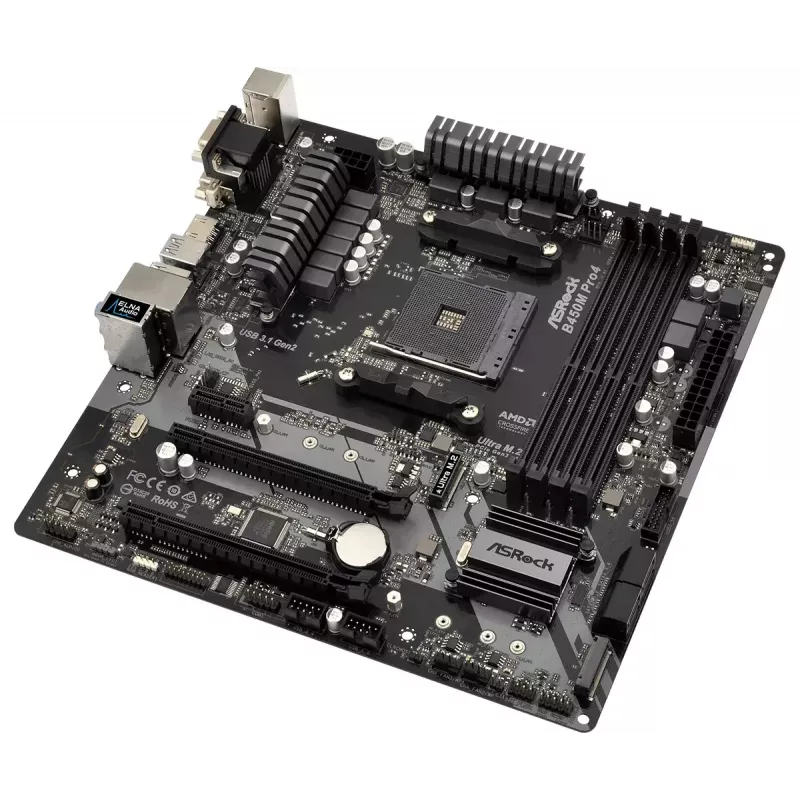 Moederbord ASRock B450M PRO4 AMD B450 socket AM4 micro ATX