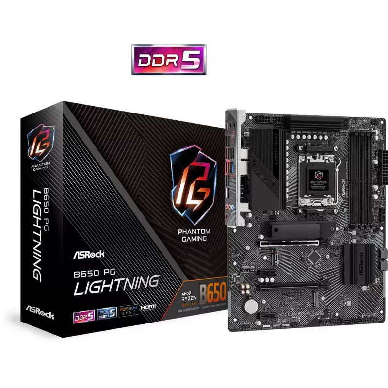 ASRock moederbord B650 PG Lightning AM5 AMD B650 USB 3.2 SATA 3 7.1ch HD audio ATX