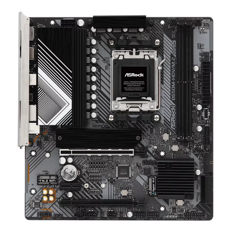 Moederbord ASRock B650M-HDV/M.2 micro ATX — AMD B650, socket AM5, DDR5, 2 geheugenslots, 64 GB, M.2 & SATA III