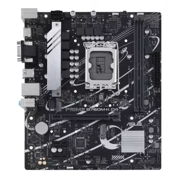 Moederbord ASUS PRIME B760M-K D4 — Intel B760, LGA 1700, Micro ATX, 2x DDR4 DIMM, 64 GB, M.2, SATA III, 2.5Gb Ethernet