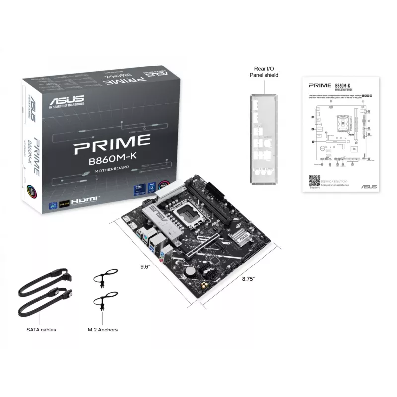 Moederbord ASUS PRIME B860M-K — Intel B860, LGA 1851, micro ATX, DDR5, 2x M.2, 2 DIMM, 2.5Gb LAN
