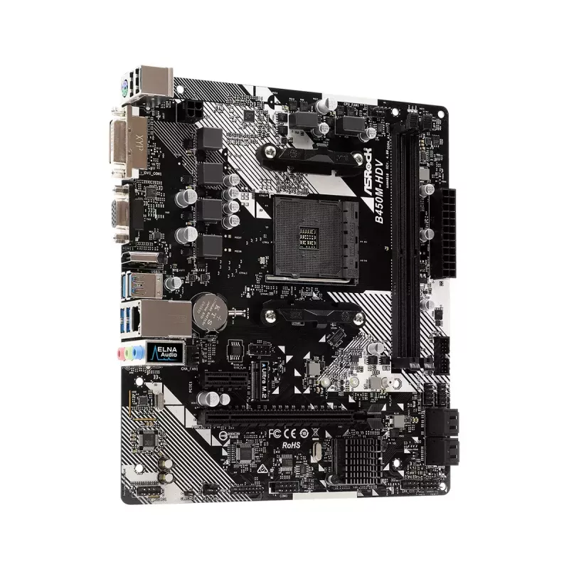 Moederbord ASRock B450M-HDV R4.0 AMD B450 Socket AM4 micro ATX