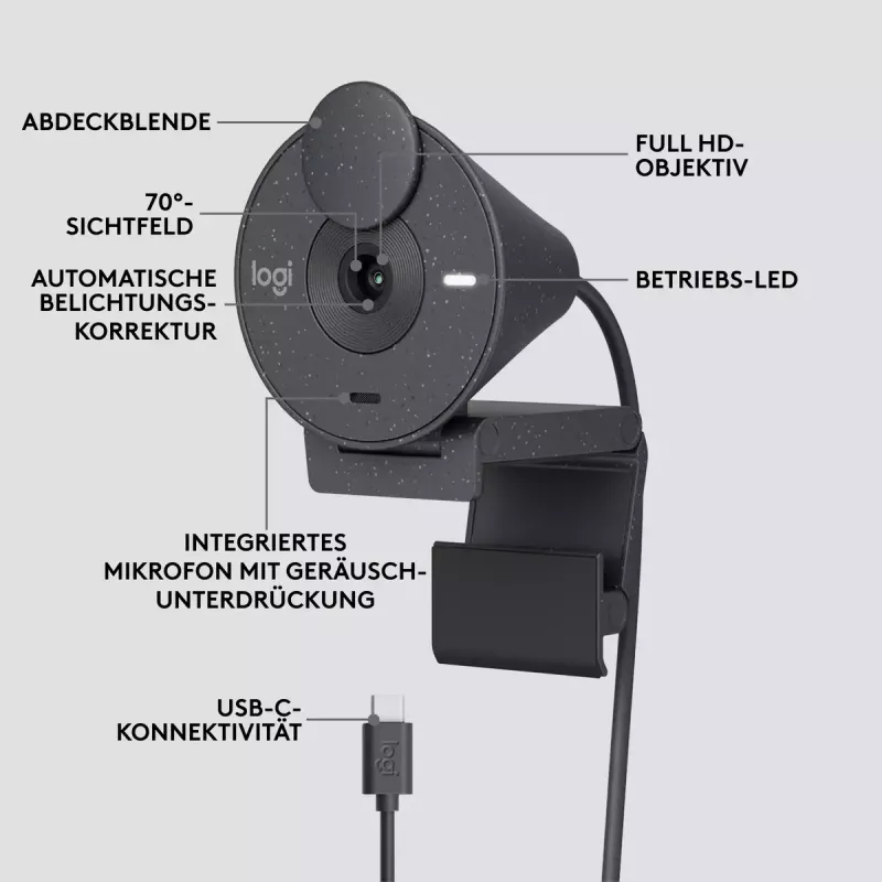 LOGITECH Brio 300 Full HD webcam - grafiet