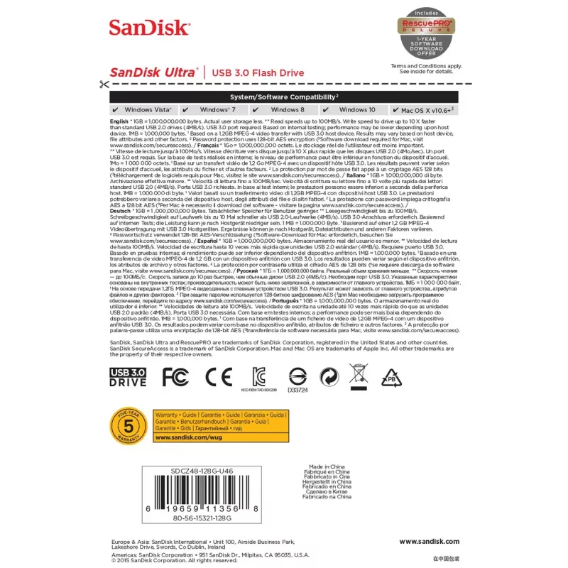 USB-flashdrive SanDisk 128 GB USB Type-A 3.2 Gen 1 zwart