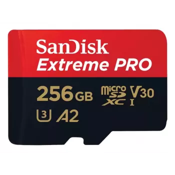 SanDisk Extreme PRO microSDXC 256GB + SD-adapter, leessnelheid 200 MB/s, schrijfsnelheid 140 MB/s, A2, C10, V30, UHS-I U3