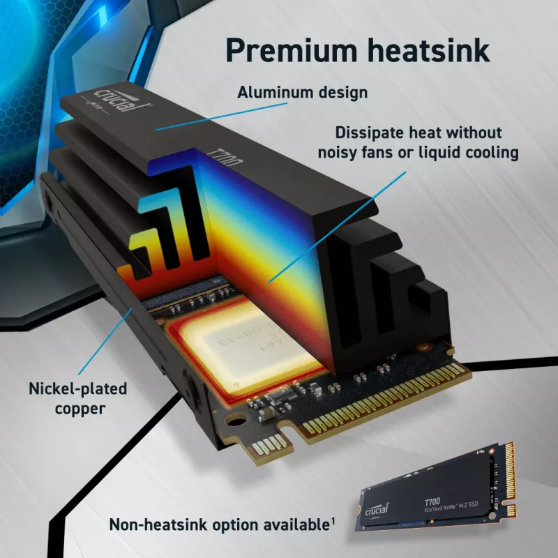 MICRON / CRUCIAL SSD - Crucial T700 - 2 TB - PCIe Gen5 x4 - M.2 2280 - heatsink