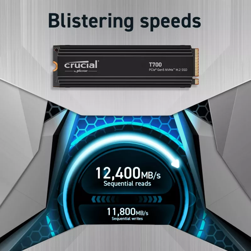 MICRON / CRUCIAL SSD - Crucial T700 - 2 TB - PCIe Gen5 x4 - M.2 2280 - heatsink