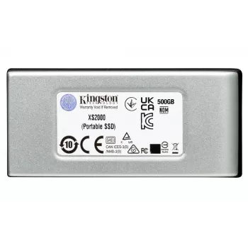 Kingston Technology 2000G draagbare SSD XS2000, 2 TB, USB Type-C, 3.2 Gen 2 (3.1 Gen 2), 2000 MB/s, zwart, zilver