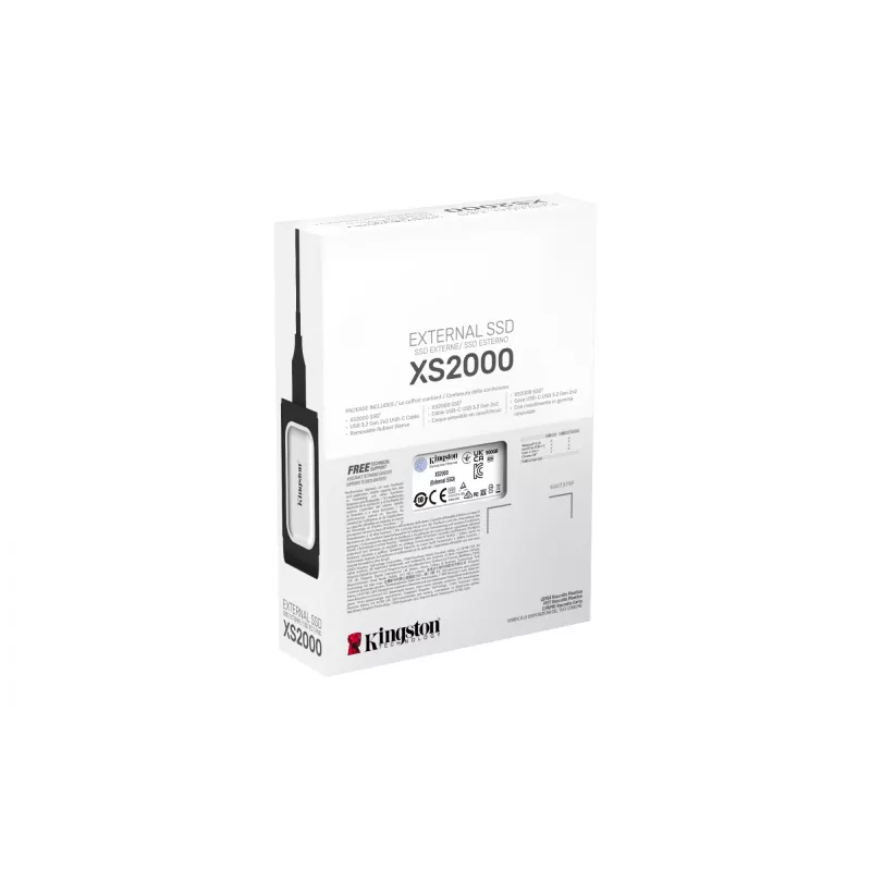 Kingston Technology 500G draagbare SSD XS2000, 500 GB, USB Type-C, 3.2 Gen 2 (3.1 Gen 2), 2000 MB/s, zwart, zilver