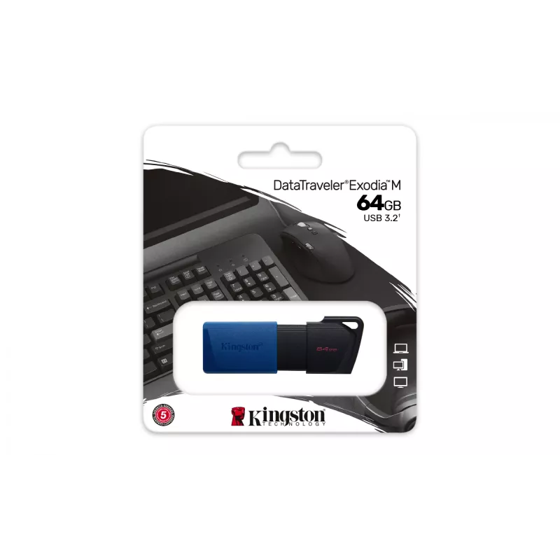 Kingston Technology DataTraveler 64GB USB3.2 Gen 1 Exodia M (zwart + blauw)