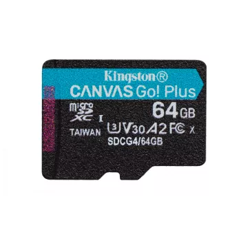 Kingston Technology 64GB microSDXC Canvas Go Plus Gen4 200MB/s A2 U3 V30-kaart + adapter