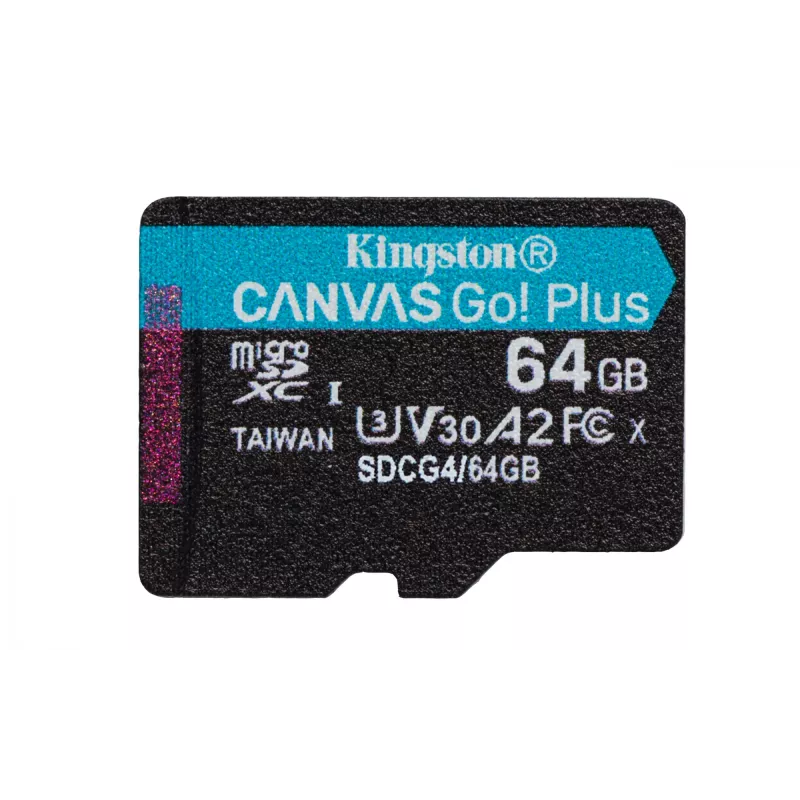Kingston Technology 64GB microSDXC Canvas Go Plus Gen4 200MB/s A2 U3 V30-kaart + adapter