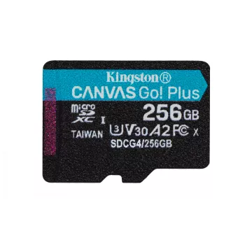 Kingston Technology 256GB microSDXC Canvas Go Plus Gen4 200MB/s A2 U3 V30-kaart + adapter