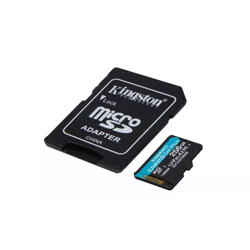 Kingston Technology 256GB microSDXC Canvas Go Plus Gen4 200MB/s A2 U3 V30-kaart + adapter
