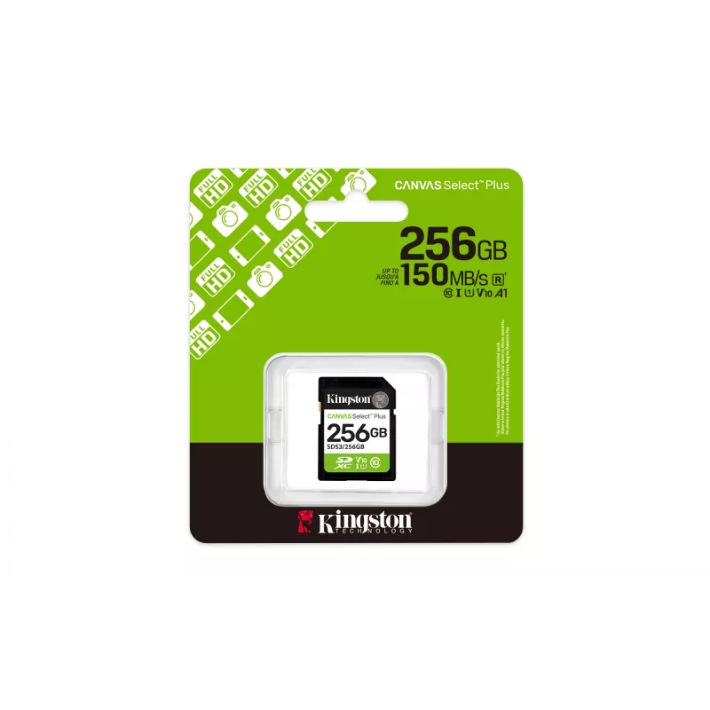 SDXC-geheugenkaart KINGSTON Canvas Select Plus Gen3 256GB SD UHS-I 150MB/s C10 U1 V10
