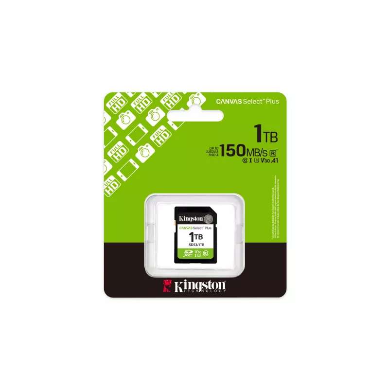 SD-geheugenkaart KINGSTON Canvas Select Plus Gen3 1TB SDXC UHS-I V30 U3 Class 10, 150 MB/s