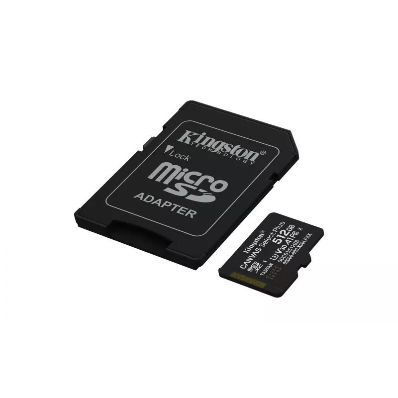 Kingston Technology 512 GB microSDXC Canvas Select Plus Gen3 150 MB/s A1-kaart + adapter