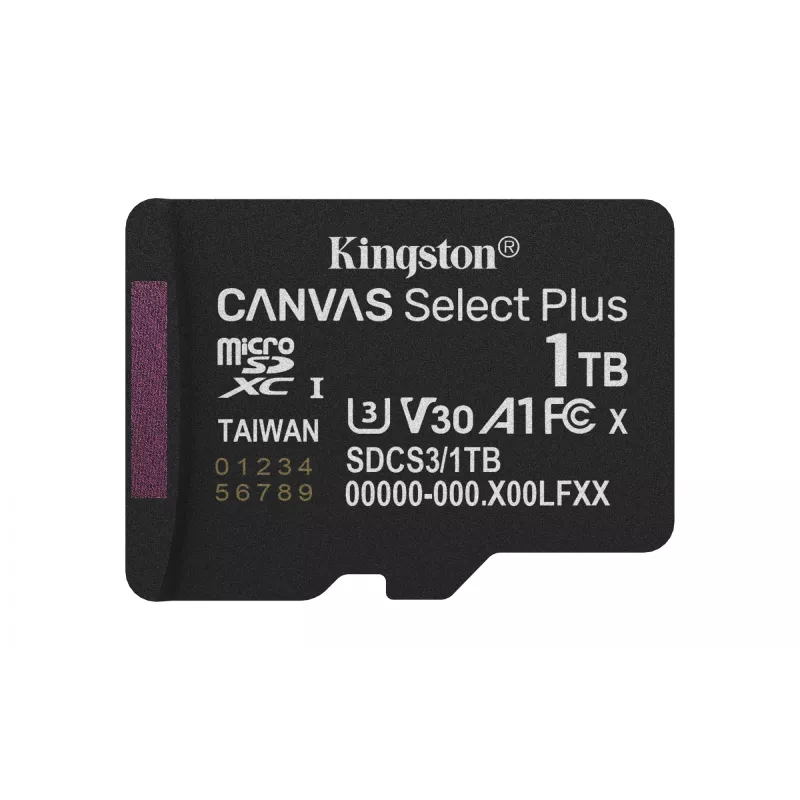 Kingston Technology 1TB microSDXC Canvas Select Plus Gen3 150MB/s A1-kaart + adapter