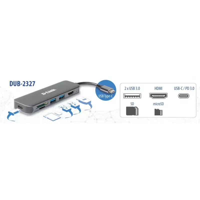 D-Link 6-in-1 USB-C Hub met HDMI/kaartlezer/Power Delivery