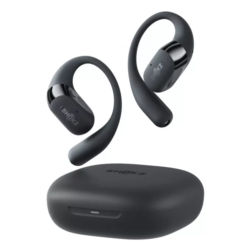Shokz OpenFit 2 draadloze open-ear hoofdtelefoon, zwart