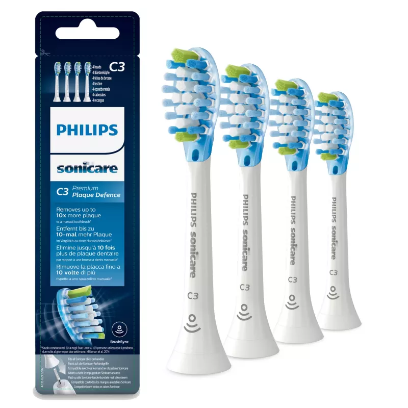 Philips Sonicare C3 Premium Plaque Defence HX9044/17 4x wit sonische tandenborstelkoppen