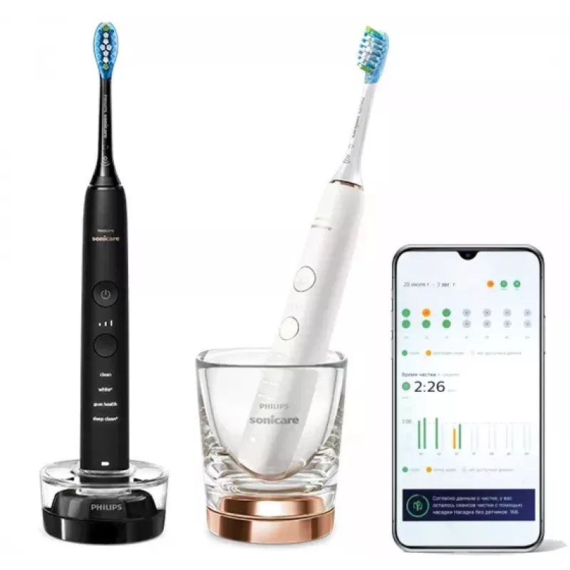 Tandenborstel Philips HX9914/57 DiamondClean 9000 2-pack zwart/wit