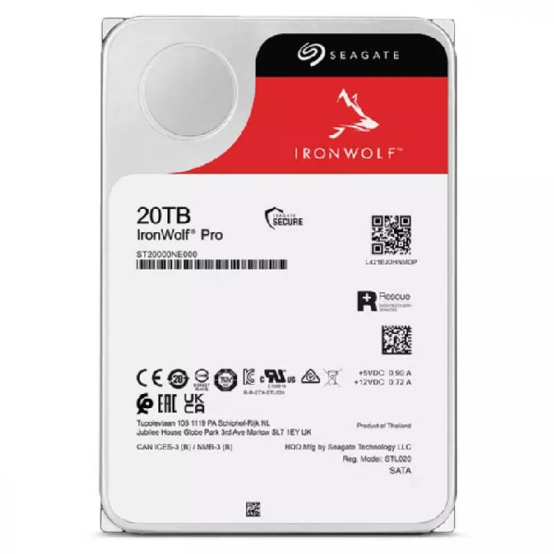 Seagate IronWolf Pro ST20000NT001 interne harde schijf 20 TB 7200 rpm 256 MB 3,5 inch
