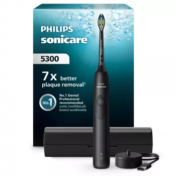 Sonische tandenborstel Philips Series 5300 HX7101/02 — sonisch, 62.000 bewegingen/min., 3 snelheden, 2-min.-timer, zwart