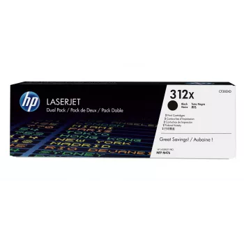 Tonercartridgepakket HP 312X (CF380XD) — 2× zwart, hoge capaciteit, elk 8.800 pagina's