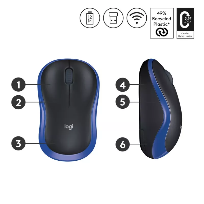 Logitech draadloze muis blauw 910-002239