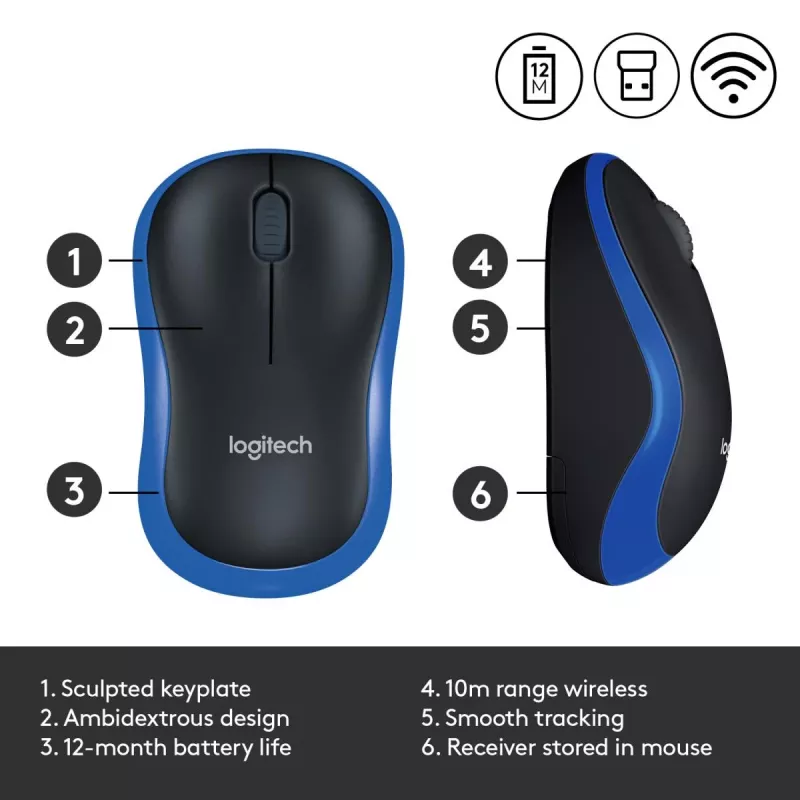Logitech draadloze muis blauw 910-002239