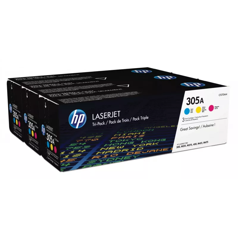 HP 305A 3-pack cyaan/magenta/geel originele LaserJet-tonercartridges