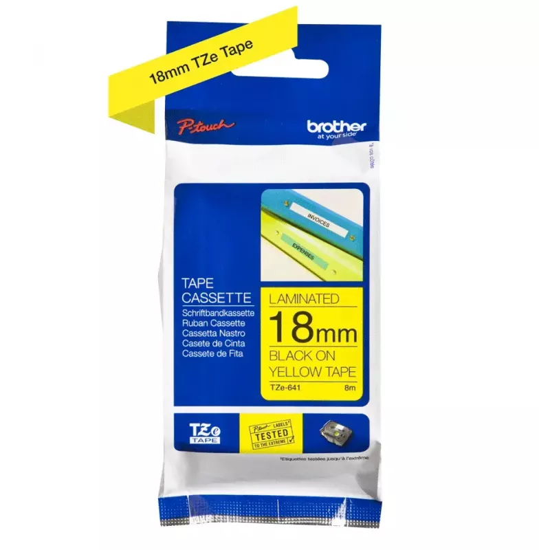 Labeltape Brother TZe641 18mm zwart op geel