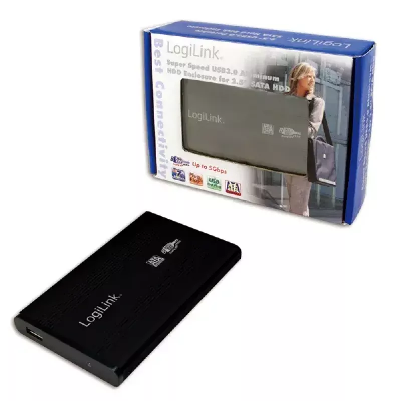 LogiLink behuizing 2,5 inch S-SATA HDD USB 3.0 aluminium - opslagbehuizing - 2.5 (6.4 cm)
