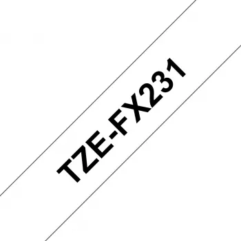 Brother TZE-FX231 labelband, zwart op wit TZ