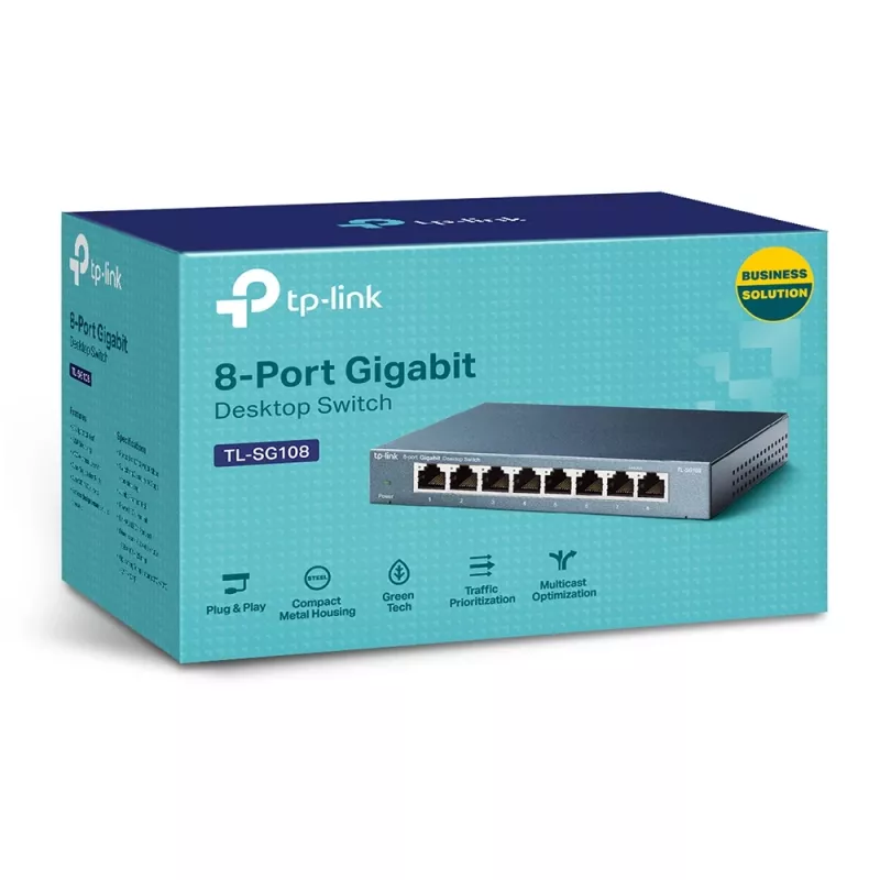 TP-Link 8-poorts 10/100/1000Mbps desktop netwerkswitch, unmanaged, Gigabit Ethernet (10/100/1000), full duplex