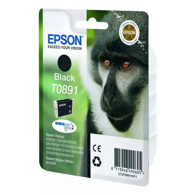 Epson Monkey singlepack zwart T0891 DURABrite Ultra inkt